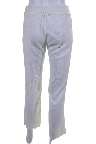 Monrow Womens Linen Blend Two Pocket Elastic Waist Mid-Rise Pants White Size XS