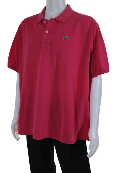 Lacoste Mens Cotton Collared Short Sleeve Pullover Polo Shirt Pink Size 9