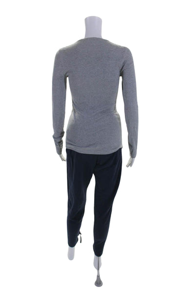 Splendid Women's Round Neck Long Sleeves Two Piece Jogger Pant Set Gray Size S