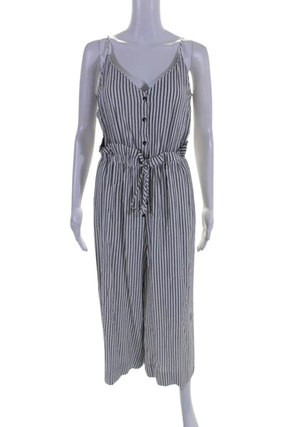 Splendid Women's V-Neck Spaghetti Straps Wide Leg Jumpsuit Striped Size S