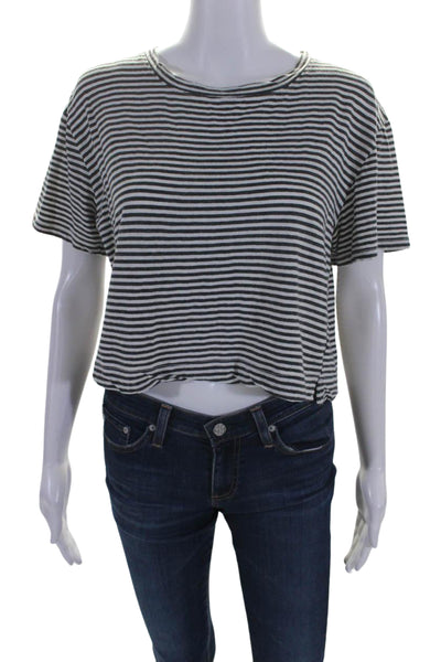 Splendid Women's Round Neck Short Sleeves Boxy Cropped T-Shirt Striped Size S