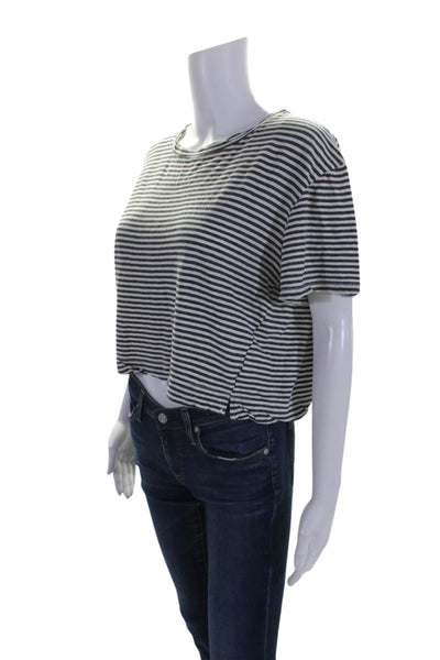 Splendid Women's Round Neck Short Sleeves Boxy Cropped T-Shirt Striped Size S