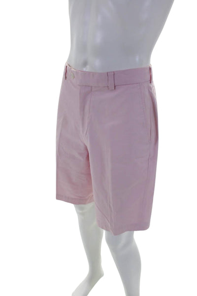 Brooks Brothers Mens Cotton Flat Front Casual Bermuda Shorts Pink Size 33