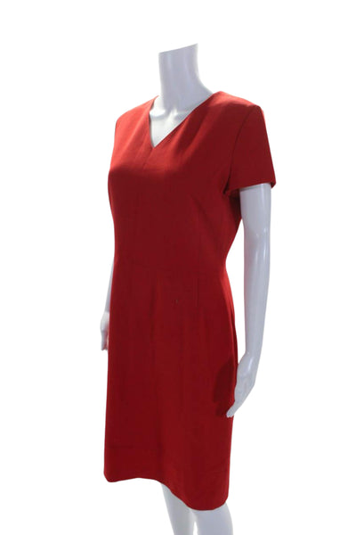 Boss Hugo Boss Womens Short Sleeve V Neck Sheath Dress Red Size 8