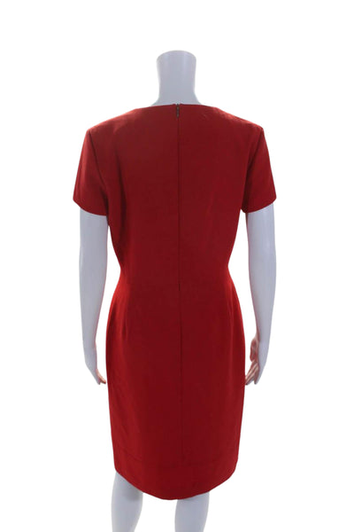 Boss Hugo Boss Womens Short Sleeve V Neck Sheath Dress Red Size 8