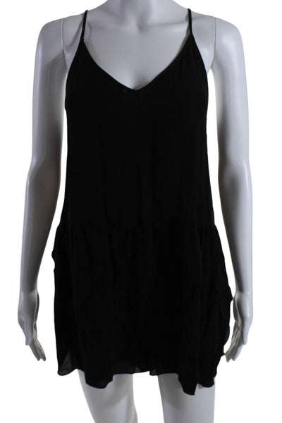 Mason Womens Spaghetti Strap V Neck Silk Romper Black Size 4