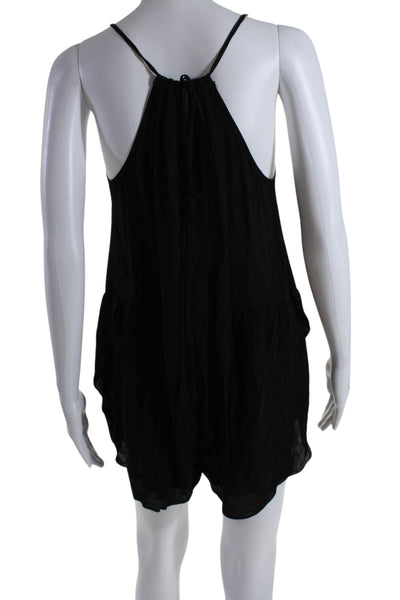 Mason Womens Spaghetti Strap V Neck Silk Romper Black Size 4