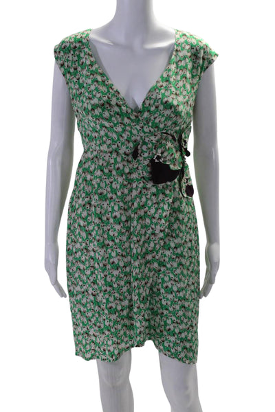 Moulinette Soeurs Anthropologie Womens Back Zip Floral Silk Dress Green Size 0