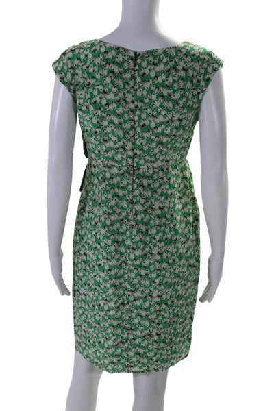 Moulinette Soeurs Anthropologie Womens Back Zip Floral Silk Dress Green Size 0