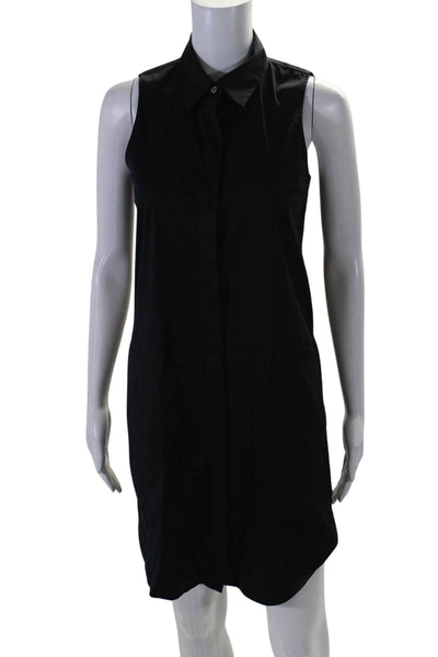 Theory Womens Sleeveless Button Front Collared Shirt Dress Navy Blue Size 2