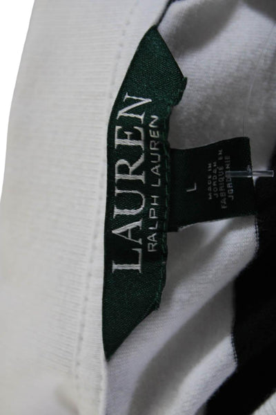 Lauren Ralph Lauren Womens Cotton Striped Short Sleeve T-Shirt Top White Size L