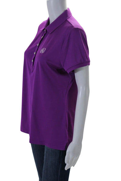 Lauren Ralph Lauren Womens Embroidered Collared Polo Shirt Purple Size L