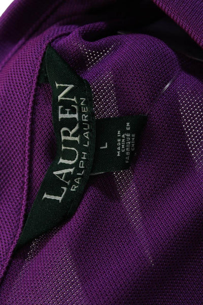 Lauren Ralph Lauren Womens Embroidered Collared Polo Shirt Purple Size L