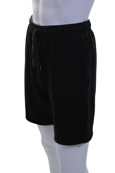 Lacoste Mens Cotton Ruched Drawstring Tied Slip-On Athletic Shorts Black SIze M