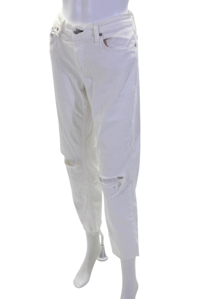 Rag & Bone Womens Low Rise Ankle Slim Distressed Boyfriend Jeans White Size 29