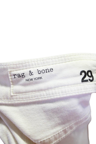 Rag & Bone Womens Low Rise Ankle Slim Distressed Boyfriend Jeans White Size 29