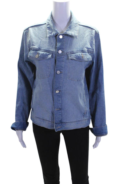 DL1961 Womens Cotton Button Down Collared Denim Jacket Blue Size M