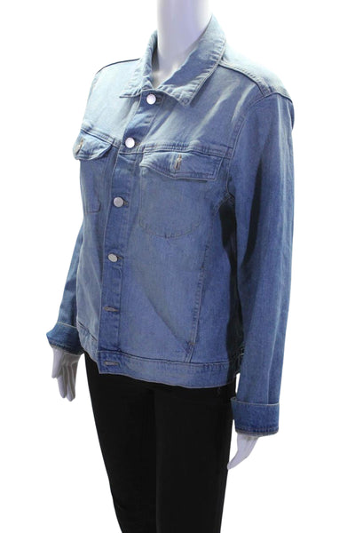 DL1961 Womens Cotton Button Down Collared Denim Jacket Blue Size M