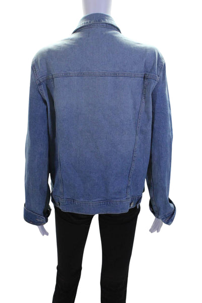 DL1961 Womens Cotton Button Down Collared Denim Jacket Blue Size M