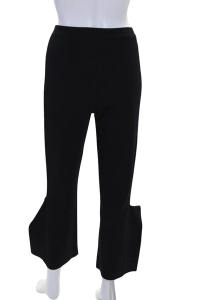 Stella McCartney Womens Straight Leg Elastic Waist Slit Trousers Black Size S