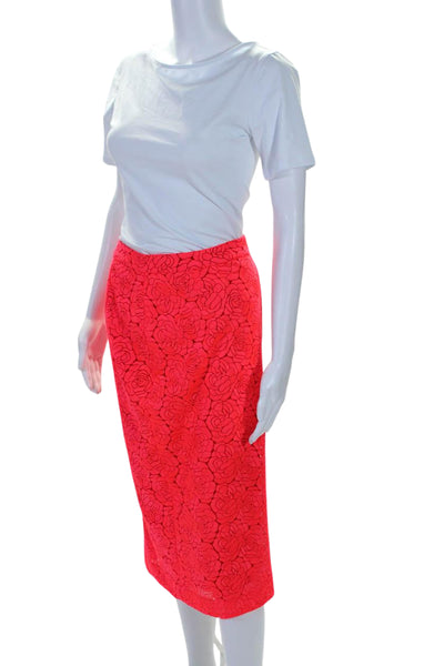 ALC Womens Lined Floral Lace Midi Pencil Skirt Bright Pink Size 6