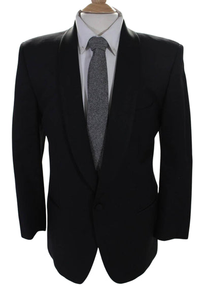 Duca Di Mantova Mens Single Button Tuxedo Blazer Jacket Black Wool Size EUR 50