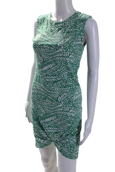 LNA Women's Round Neck Sleeveless Cinch Fitted Mini Dress Green Size XS