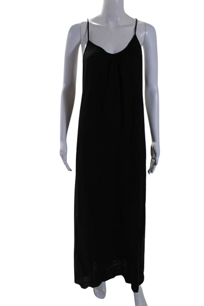 Issa de Mar Women's Scoop Neck Spaghetti Straps Silk Maxi Dress Black Size S