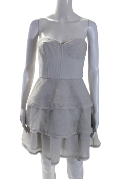 BCBGMAXAZRIA Women's Sweetheart Neckline Corset Ruffle Mini Dress Gray Size 4