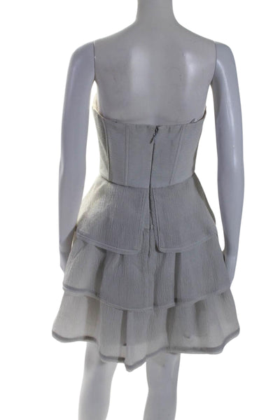 BCBGMAXAZRIA Women's Sweetheart Neckline Corset Ruffle Mini Dress Gray Size 4