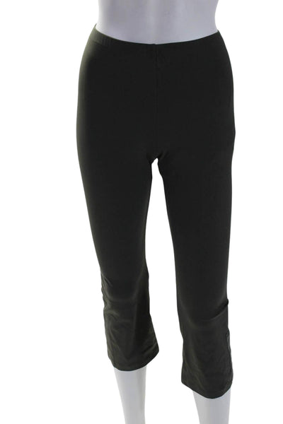 Elaine Kim Women's Leather Trim Elastic Waist Pull-On Bootcut Pants Gray Size P