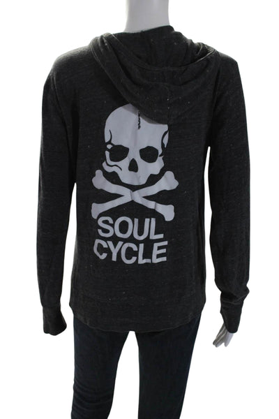 Soul Cycle Womens Jersey Knit Long Sleeve Full Zip Hoodie Dark Gray Size L