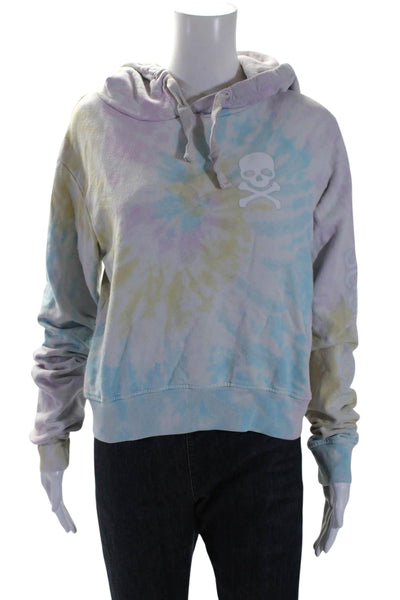 Soul Womens Cotton Terry Tie Dye Ribbed Hem Pullover Hoodie Multicolor Size S