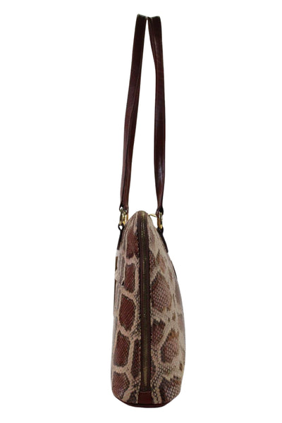 Terrida Womens Animal Print Top Handle Zip Up Laptop Shoulder Bag Brown