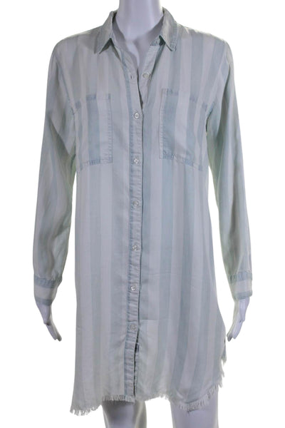 Rails Womens Striped Button Down Long Sleeves Shirt Dress Blue White Size Small