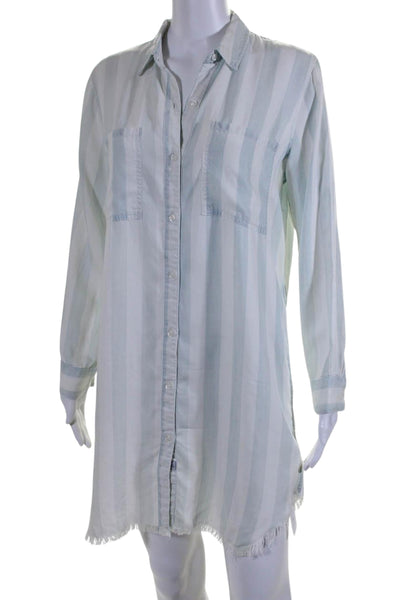 Rails Womens Striped Button Down Long Sleeves Shirt Dress Blue White Size Small