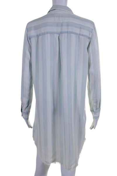 Rails Womens Striped Button Down Long Sleeves Shirt Dress Blue White Size Small