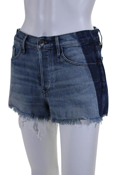 3x1 NYC Womens Button Fly Mid Rise Fringe Denim Short Shorts Blue Size 25