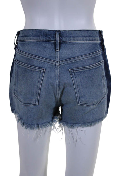 3x1 NYC Womens Button Fly Mid Rise Fringe Denim Short Shorts Blue Size 25