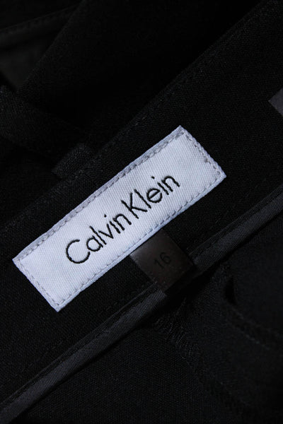 Calvin Klein Womens Zipper Fly High Rise Pleated Trouser Pants Black Size 16