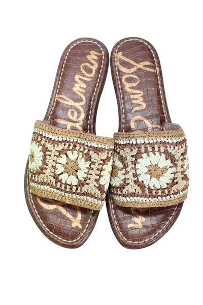 Sam Edelman Women's Open Toe Crochet Slide Sandals Brown Size 9