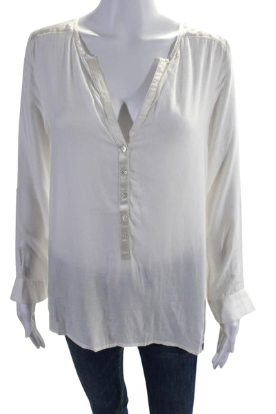 Soft Joie Womens Long Sleeves V Neck Button Down Shirt White Size Small