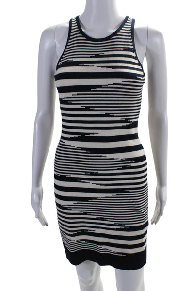 Milly Of New York Womens Striped Sweater Dress White Navy Blue Size Petite