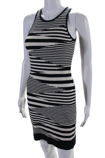 Milly Of New York Womens Striped Sweater Dress White Navy Blue Size Petite