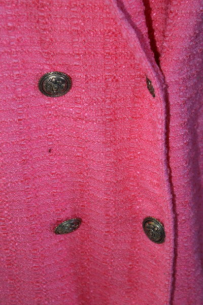 Zara Womens Textured Long Sleeve Woven Double Breasted Blazer Pink Size XL