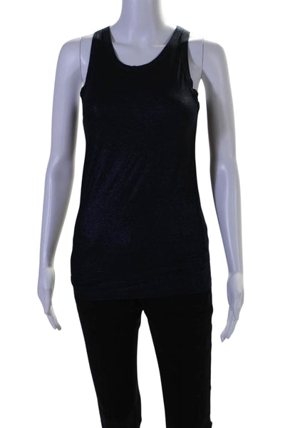 Majestic Filatures Womens Metallic Sleeveless Crewneck Tank Top Navy Blue Size 1