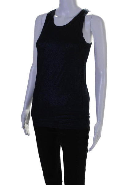 Majestic Filatures Womens Metallic Sleeveless Crewneck Tank Top Navy Blue Size 1