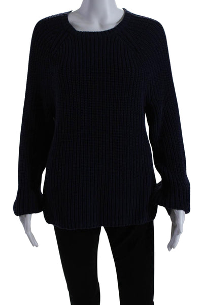 Lauren Ralph Lauren Womens Long Sleeves Sweater Navy Blue Cotton Size Large