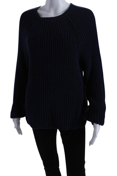 Lauren Ralph Lauren Womens Long Sleeves Sweater Navy Blue Cotton Size Large