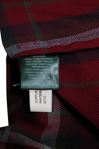 Lauren Ralph Lauren Womens Plaid Button Down Shirt Red Size Extra Large